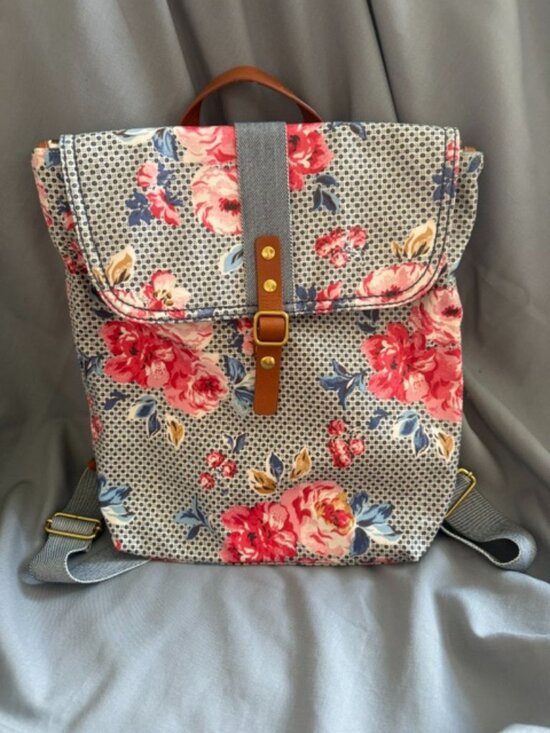 Cath Kidston Handbags - Cath Kidston Floral Backpack Blue Pink Rose Print Bookbag